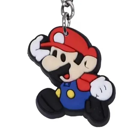 Vente en gros de super jeux Mario de dessin animé direct d'usine Luigi porte-clés en silicone porte-clés en caoutchouc 2D porte-clés en PVC souple