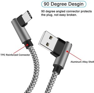 90度设计USB A至C型电缆直角连接器尼龙编织材料 - Product Image 2