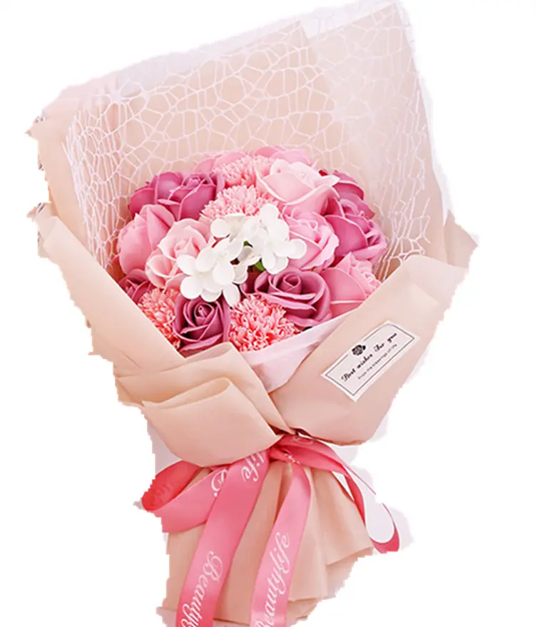 Fiesta de vacaciones del Día de la madre con un ramo de 19 flores jabón y flores como regalos otras decoraciones de boda
