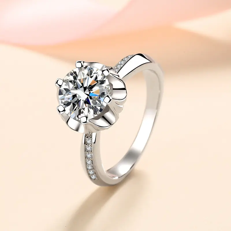 925 Серебряное кольцо с микро-инкрустированным цветком сливы и карат муассанит CZ имитация бриллианта