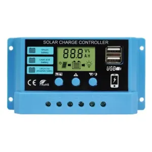 Solar regler 12V/24V 10A Solar regler PWM Batterie ladegerät LCD-Display Dual USB 5V Ausgang - Product Image 1