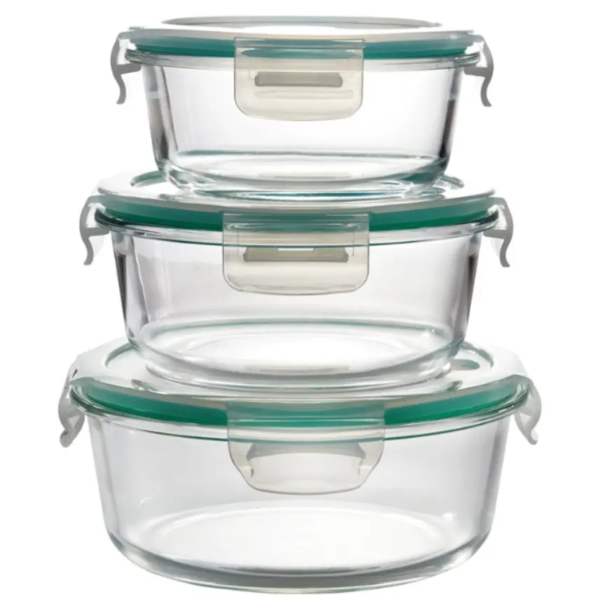 Contenitore per alimenti in vetro ad alta resistenza al calore borosilicato bento lunch box con coperchio in PP vent