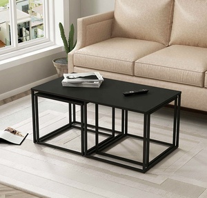 Modern <strong>Nesting</strong> Coffee <strong>Table</strong> Set Small square Metal Side <strong>End</strong> Coffee <strong>Table</strong> for Living Room Furniture - Product Image 1