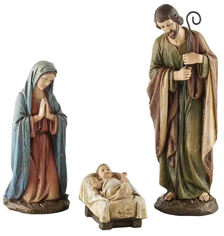 Fabrika OEM el yapımı fiberglas noel heykel İsa doğum heykeli kilise dekor için