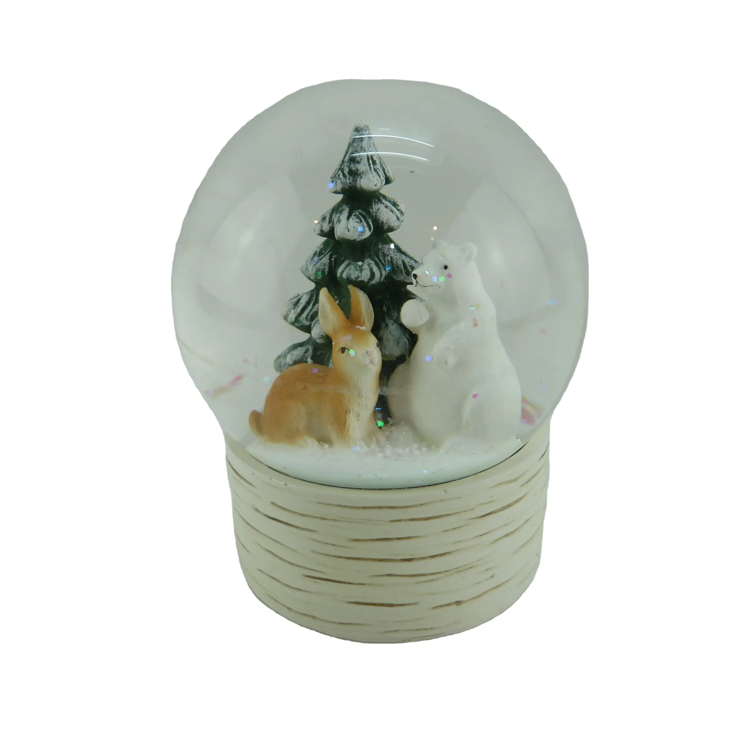 Globo de nieve de oso polar y conejito, globo de agua de poliresina de Navidad pintado a mano en cualquier tamaño forma de color Regalo y artesanía