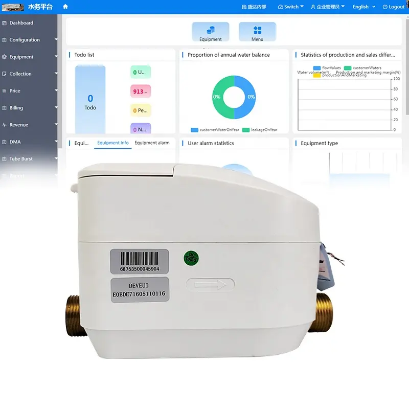 Contatore dell'acqua ad ultrasuoni intelligente a batteria nb iot prepagato wireless con telecomando