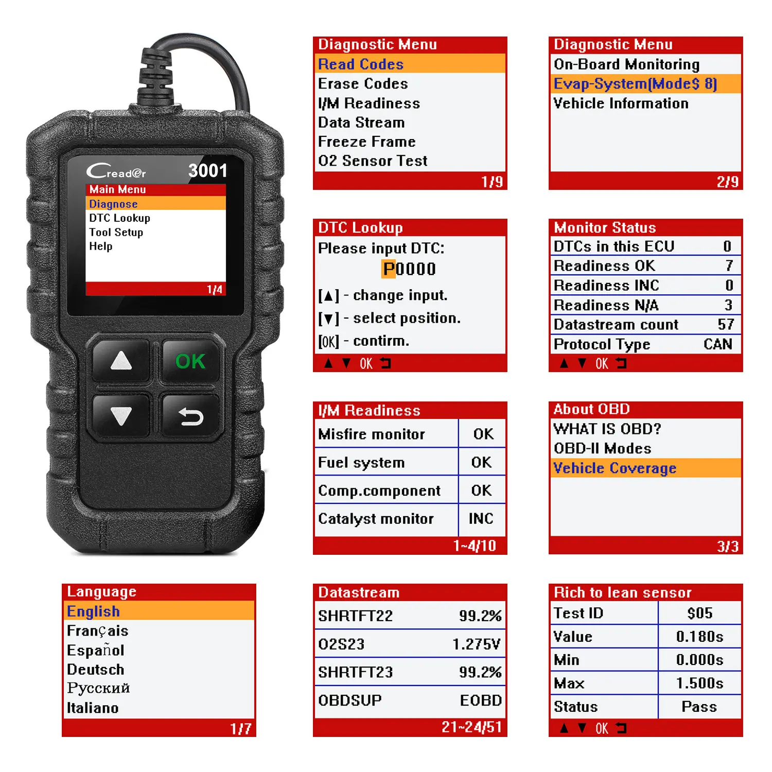 Scanner diagnostico a sistema completo professionale OBD2 lettore di codici strumenti diagnostici per auto