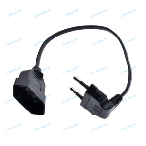Ab güç adaptör kablosu, 90 derece açılı avrupa yuvarlak 2Pin erkek kadın tak güç kablosu UPS PDU için - Product Image 2