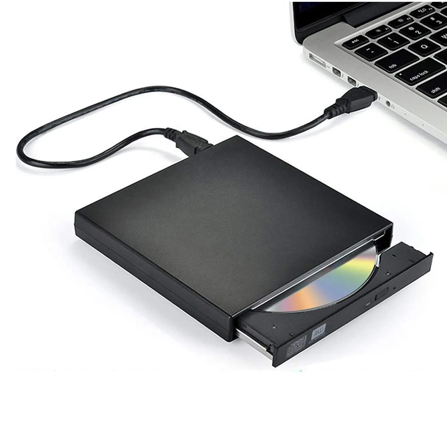 Externe CD DVD Drive, USB 2.0 Slim Portable Externe CD-RW Lecteur DVD-RW Brûleur Écrivain Lecteur pour PC Portable PC De Bureau etc