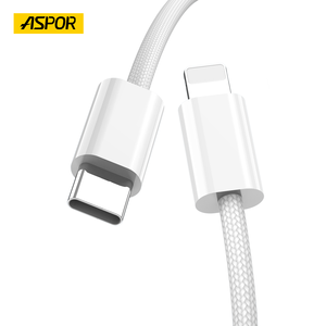 Cavo di ricarica rapida ASPOR A022 60W cavo di ricarica 2 in1 tipo-C a tipo-C, tipo-C a Iph cavo intrecciato in Nylon - Product Image 2