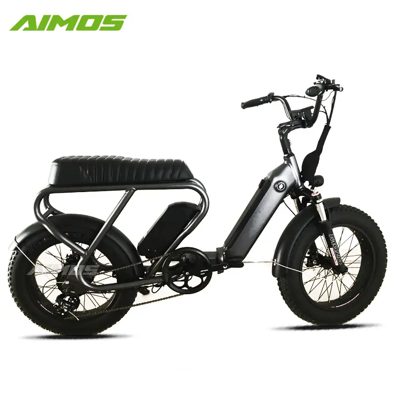 AIMOS Fat Wheel Ebike 36v 250w 48v 750w Optional Mountain Electric Bike Long Seat Double Batteries Snow Beach City Bike For Sale