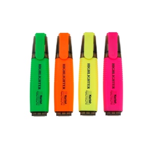 BECOL, venta al por mayor, bolígrafos Resaltadores de punta de cincel de alta calidad, logotipo personalizado, juego de rotuladores Resaltadores fluorescentes elegantes para la escuela