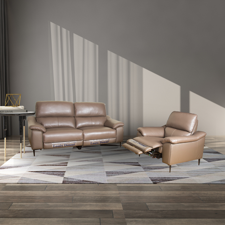 High Quality American Style Canape Cama Tan Classic Convertible  Living Room Furniture Relaxer  Electric Reclinable Real Leather