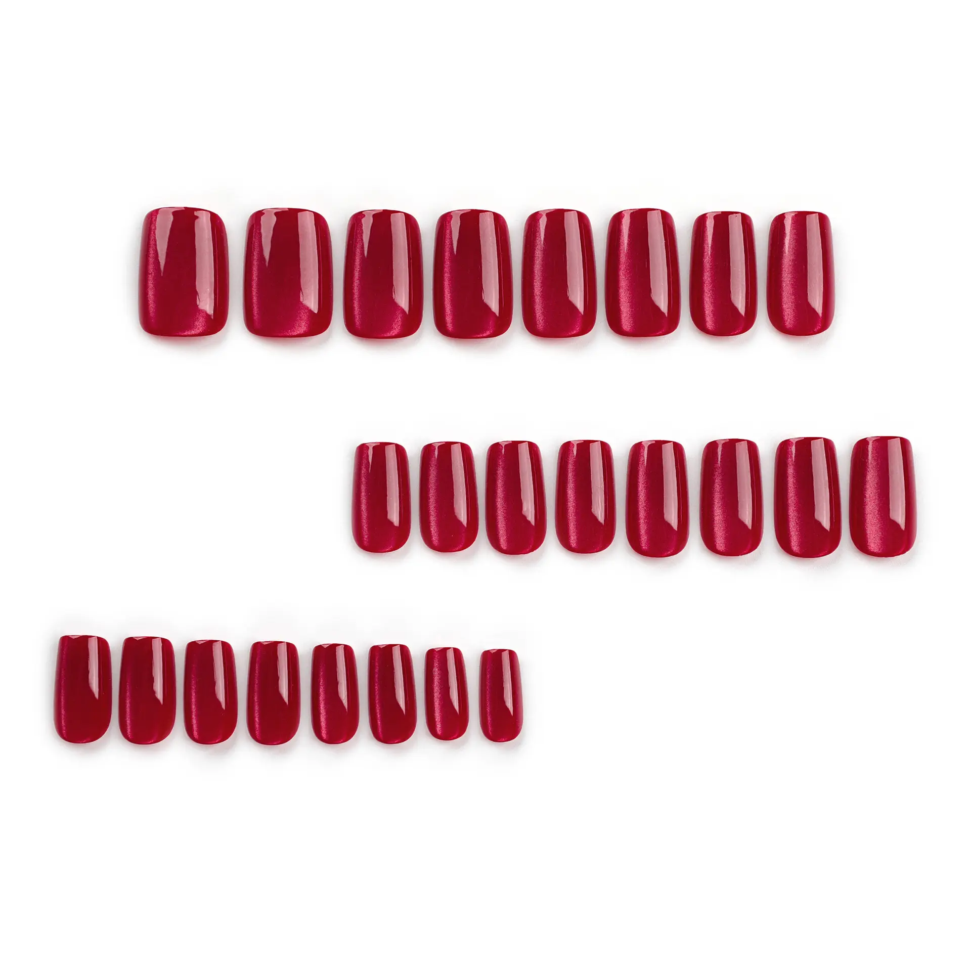 Kit de adesivos para unhas com lâmpada UV, olho de gato vermelho, cor sólida, estilo curto, clareamento simples, flor de diamante brilhante 3D, com lâmpada UV