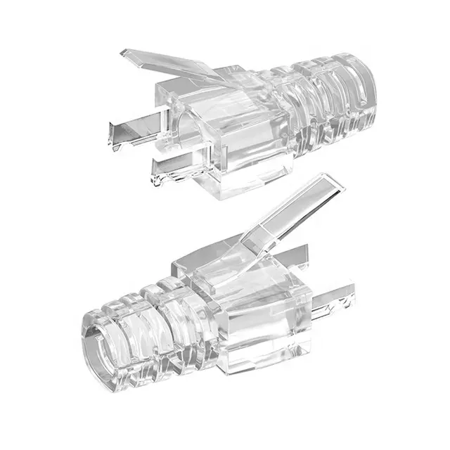 Conector de plástico transparente, cor transparente pc capa de cabeça do bota do conector rj45 cat6 cat5 8p8c plug modular