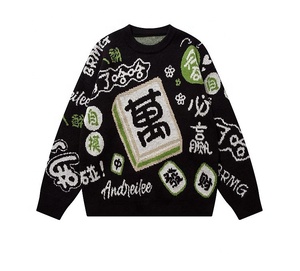 中国工厂高品质接受小批量订单标志定制嵌花提花针织男式新年毛衣 - Product Image 1