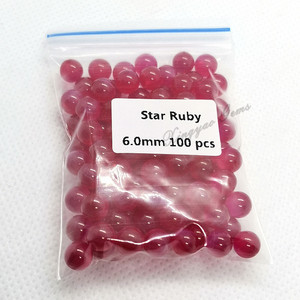 穴のある丸いビーズレッド合成スタールビージェムストーンヒート合成コランダム3mm-15mmまたはカスタマイズされた合成 (ラボ作成) 9.0 - Product Image 5