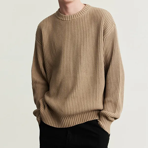 Fisherman's Rib Sweater Jumper Flexible Cotton Sweatshirt Custom Cotton Knit Pullover For Men