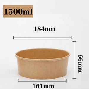 Tek kullanımlık biyobozunur kahverengi kağıt çorba kapaklı konteyner paket Kraft çorba salata kağıt kase 8 <span class=keywords><strong>12</strong></span> 16 26 32 <span class=keywords><strong>oz</strong></span> küçük büyük