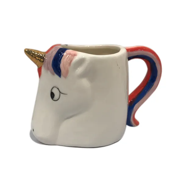 Taza de cerámica personalizada para niños, taza 3d única hecha a mano, con forma de unicornio, flamenco, animal, para café, Navidad, oem, pintada a mano, novedad