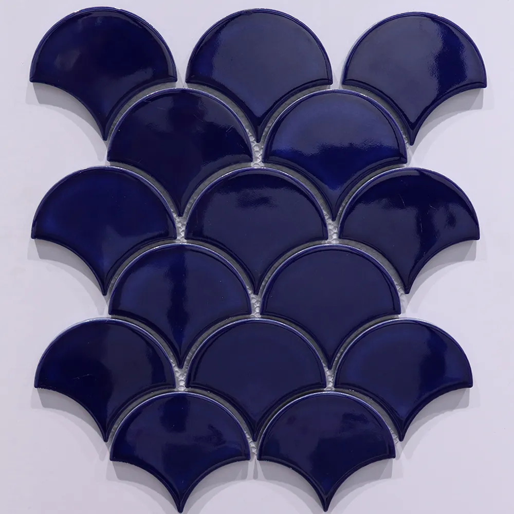 Декор для кухни, ванной комнаты, современный керамический веер, темно-синий узор мозаичной плитки