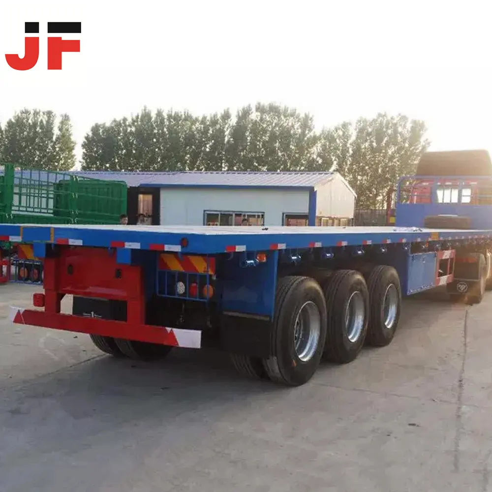 Plataforma de cama alta para camión, contenedor de 3/3 ejes, 60 toneladas, 20/40 pies, cubierta plana, precio de venta