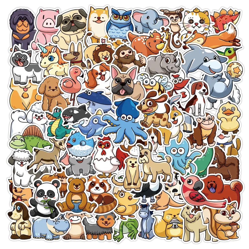 100 Stück Cartoon süße Tiere dekorative Aufkleber für Kinder lernen Flasche Wand Tisch dekoration wasserdichte Kinder aufkleber