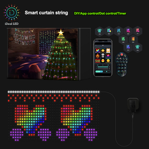 400 LED Pattern and Text Programmable Music Sync Smart LED Curtain Lights String con APP e Controller remoti - Product Image 5