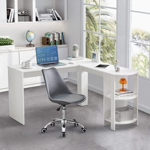 Escritorio de ordenador en forma de L de madera Simple convertible para estudio y uso en la oficina Mesa de escritura de estudio de PC con estantes de almacenamiento - Product Image 6