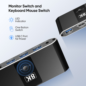 Original Factory 2 Way 8k 60HZ HDMI <strong>KVM</strong> <strong>Switch</strong> 2 Port USB 3.0 Desktop Control for Meeting Household Use HDMI <strong>KVM</strong>