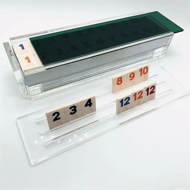 Gioco da tavolo in Plexiglass 106 piastrelle e due Jokers piastrelle acriliche gioco Rummy impostato per il tempo di vacanza