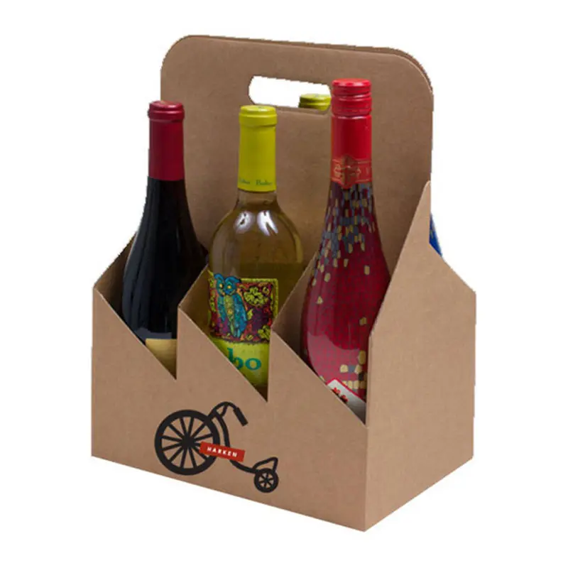 Supporto kraft in cartone personalizzato 4 confezione da 6 scatole portabottiglie per bevande per portabottiglie di vino