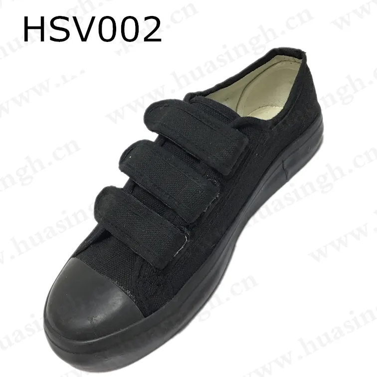 XC, sıcak satış gözyaşı geçirmez kanvas kumaş düz ayakkabı ucuz fiyat vulkanize kauçuk taban hiçbir ayakkabı bağı cezaevi ayakkabı HSV002