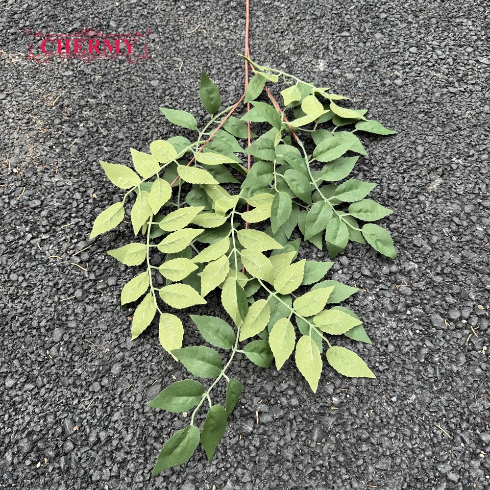#18 Feuilles Artificielles de Vigne Trompette Chinoise, Plante Verte, 93cm