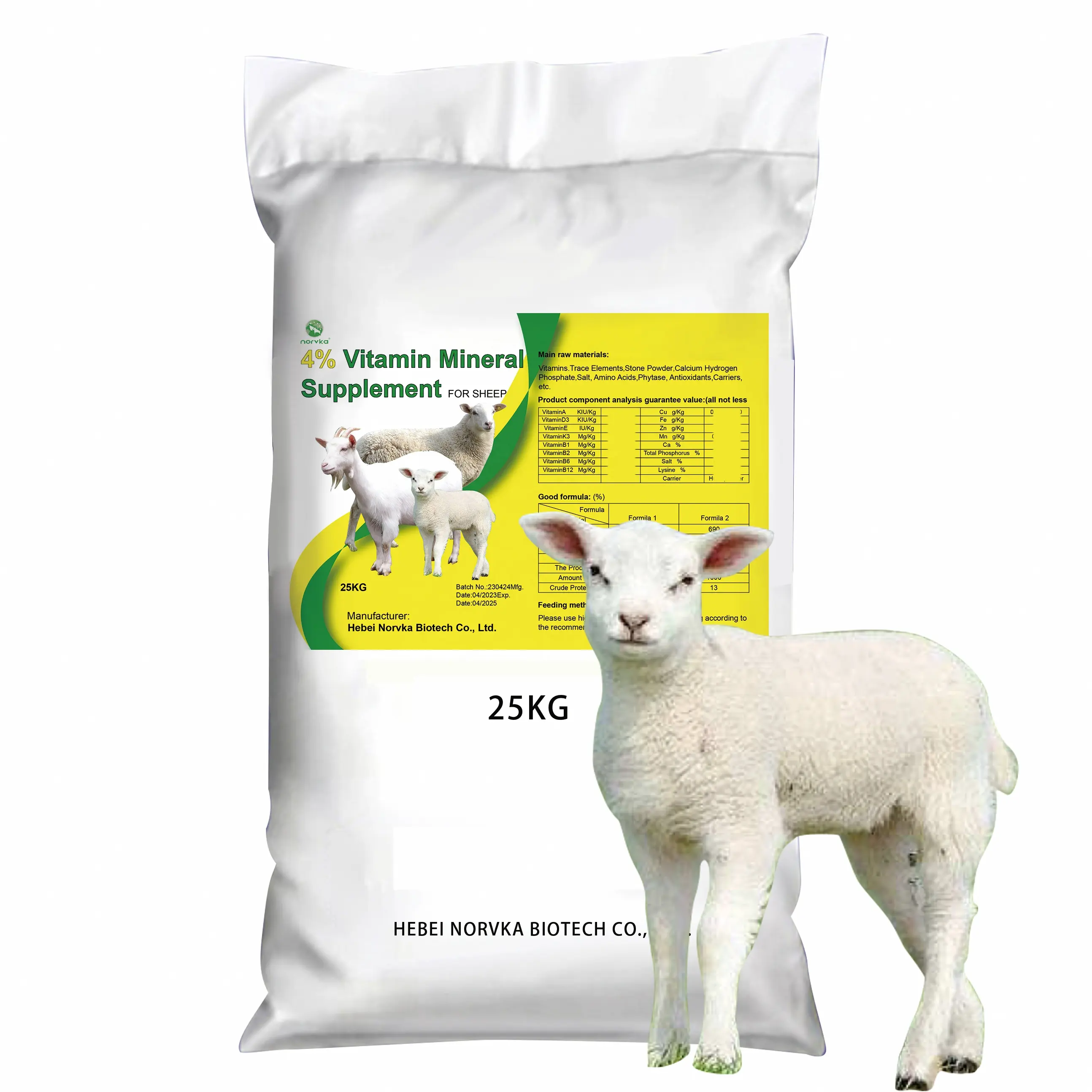 Prémélange pour ovins et caprins aliments pour animaux d'engraissement bovin mouton rappel pour animaux d'élevage croissance rapide