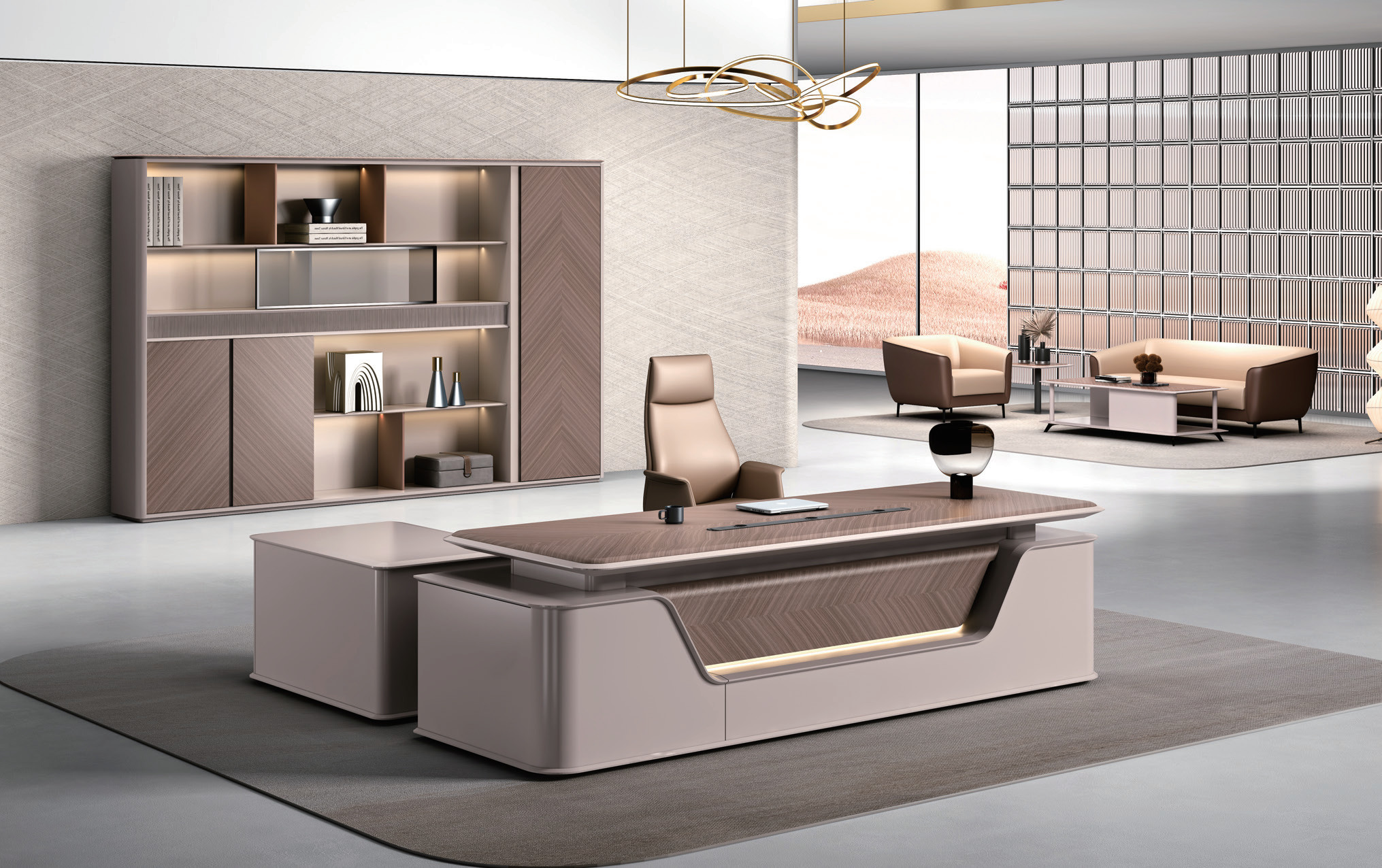 Beige Jaune + Brun Noyer Bureau2