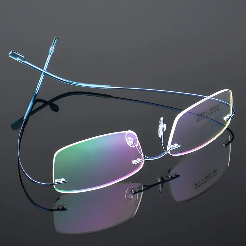 Moda memória liga óculos prescrição ultraleve flexível Frames titânio Rimless Frames ópticos para homens