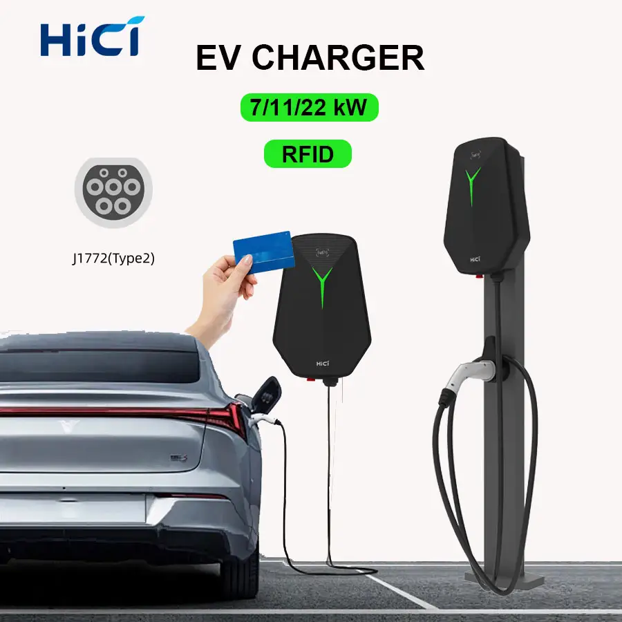 HICI AC 22kW EV Charger Wallbox dengan pengisi daya keseimbangan beban EV Solar CE diakui stasiun pengisian daya mobil listrik