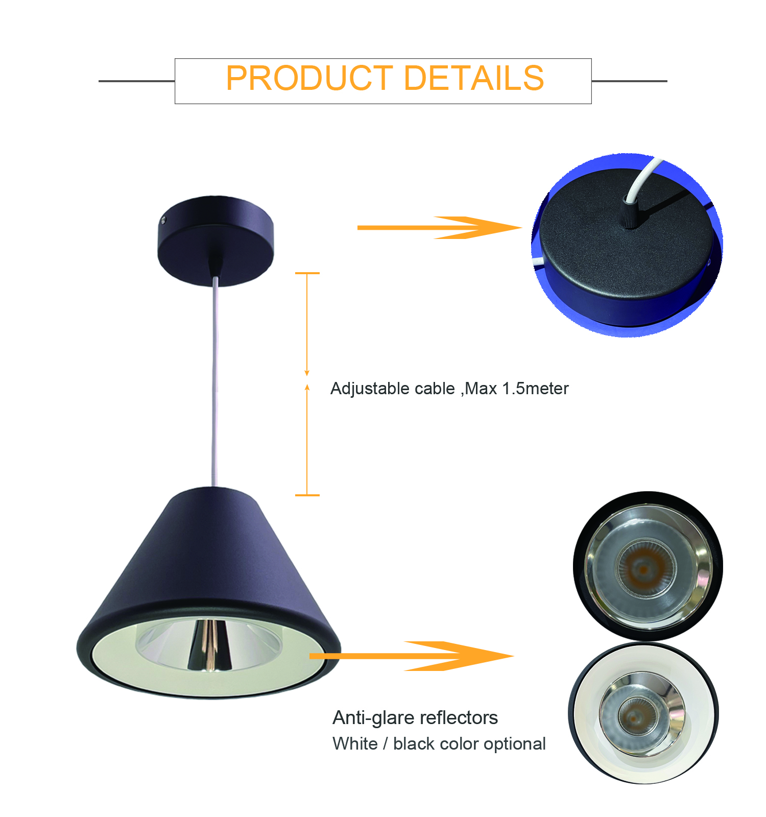 2022 round indoor luxury black gold white color morden led hanging light kitchen pendant light for hotel home