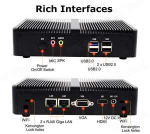 EGLOBAL J1900 CPU 2LAN dört çekirdekli Max 2.41GHz VGA ekran HD Graphics1080P 3D oyun fansız bilgisayar PC Barebone abd/ab fişler - Product Image 2