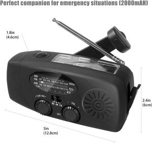 Wholesale Price 2000mAh Emergency Weather Radio 3 <strong>LED</strong> Flashlight Hand Crank Solar Battery Operated <strong>Wind</strong> <strong>up</strong> Radio AMFM/NOAA Radio - Product Image 3