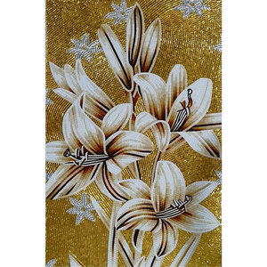 Cổ điển sang trọng tay cắt Vàng <span class=keywords><strong>lily</strong></span> hoa nghệ thuật mô hình trang trí tinh thể thủy tinh khảm bức tranh tường gạch hình ảnh - Product Image 1