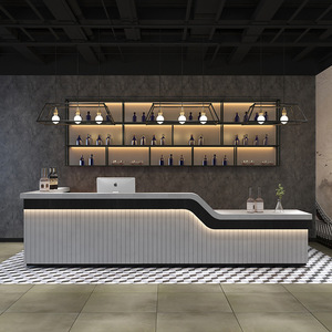 Moderno LED Luz Caixa Recepção Coffee Shop Bar Balcão Showcases <span class=keywords><strong>Display</strong></span> para a Empresa Frente Bar Show Shop Design