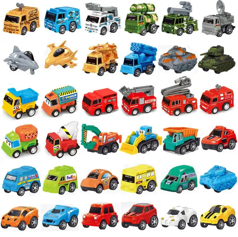 Assorted Mini Pull Back Construction Vehicles Truck and Go Race Car Toys Play Set In Plastic Egg Shell For Vending Machine