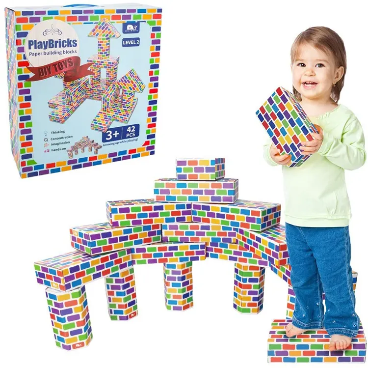 Deluxe Jumbo de bloques 42-paquete Extra grueso, bloques de construcción de ladrillo de papel de juguete para niño, niños,