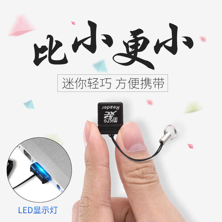 Mini Card Reader Super Speed USB 2.0 Mini SD/TF Card Reader Adapter High Quality Card Reader for Computer