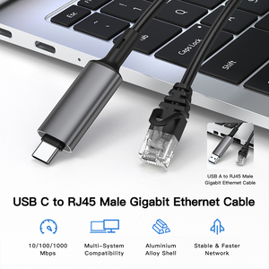 All'ingrosso 3M 5M tipo C a Ethernet cavo USB a RJ45 1000Mbps cavo di rete adattatore per computer portatile a Ethernet - Product Image 2