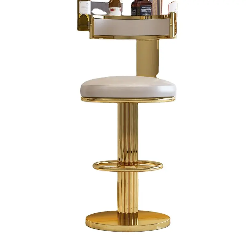Taburete de metal dorado para bar, silla moderna de belleza para Cocina, Restaurante, patas altas, bar, no se levanta