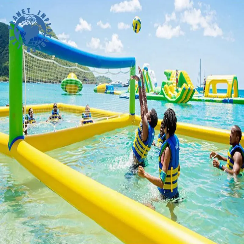 Hot Summer Adults Water Games Inflatable Beach Volleyball Court For Sale