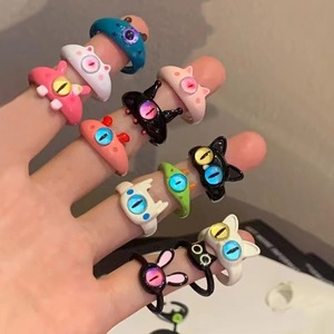 可爱时尚七彩小怪物儿童情侣BFF戒指礼品卡通戒指